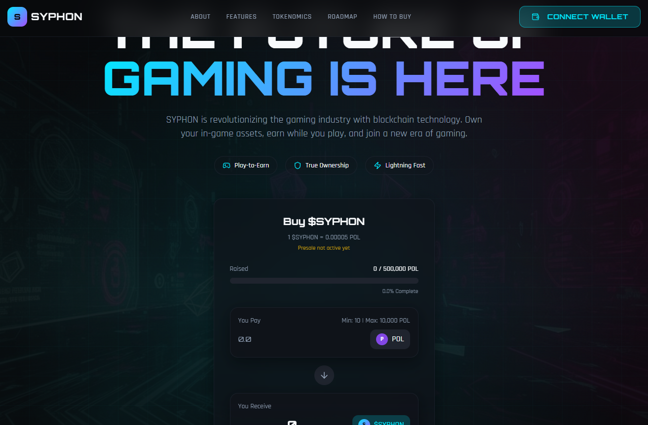 SYPHON presale dApp landing — Buy $SYPHON with POL